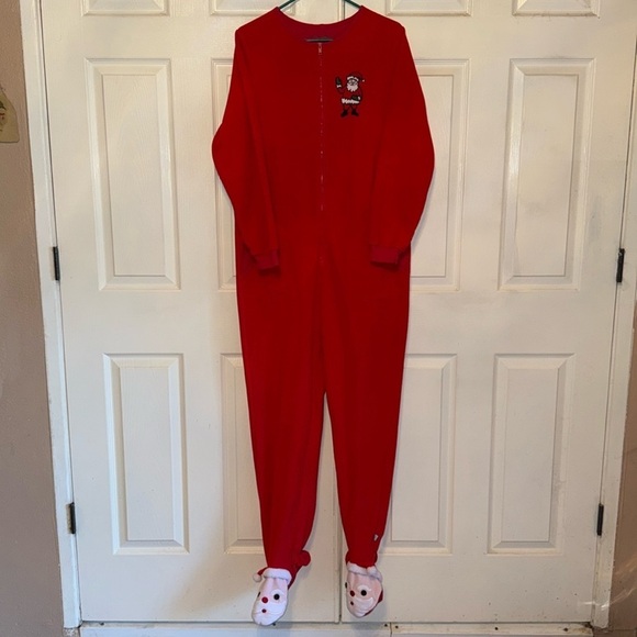 Nick And Nora Red Santa Claus Footed One Piece Pajamas - Picture 1 of 8